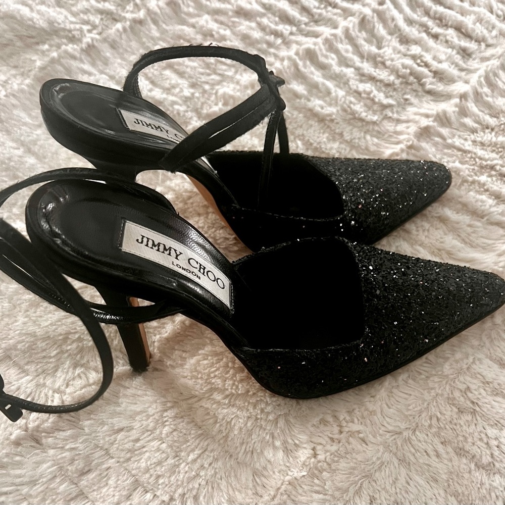 Jimmy Choo glitter sequined heels. Beautiful!  Great condition. Size 36 1/2